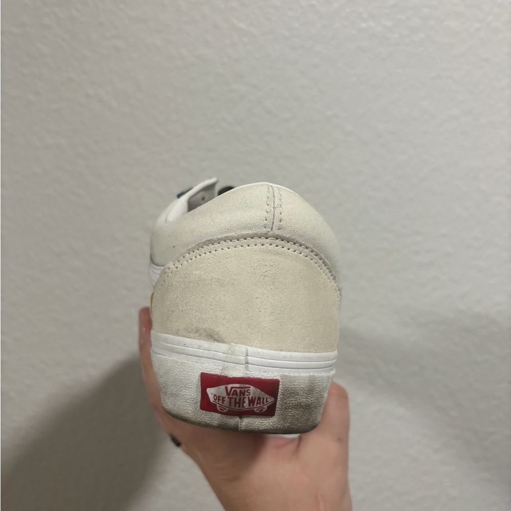 Vans Off-White Sneaker with Yellow Lightning Accent and Dark Green Laces - Picture 3 of 8
